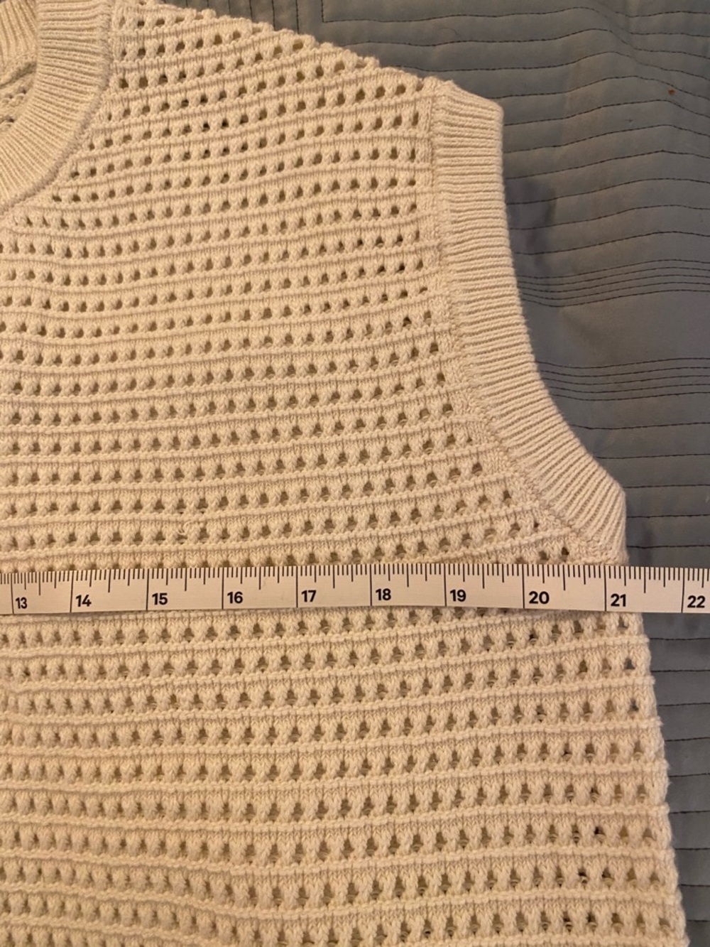 Women’s Medium Cream Cotton Blend Crochet Knit Button-Front Sweater Vest - Picture 6 of 8